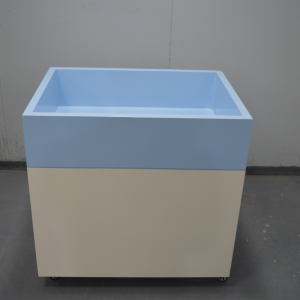Wood Tray Cabinet with Wheels